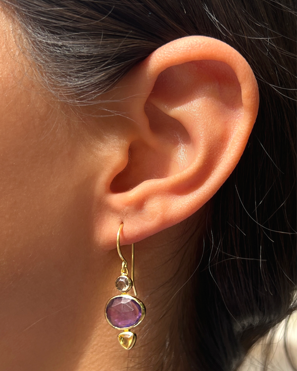 Aretes SMOKY (TOP) / AMETHYST (CENTER) / CITRINE