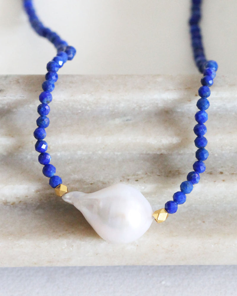 Collar Perla y Lapislázuli