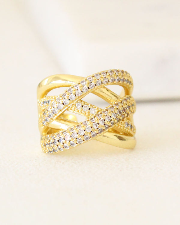 Anillo Multi Dorado cruzado Zirconias