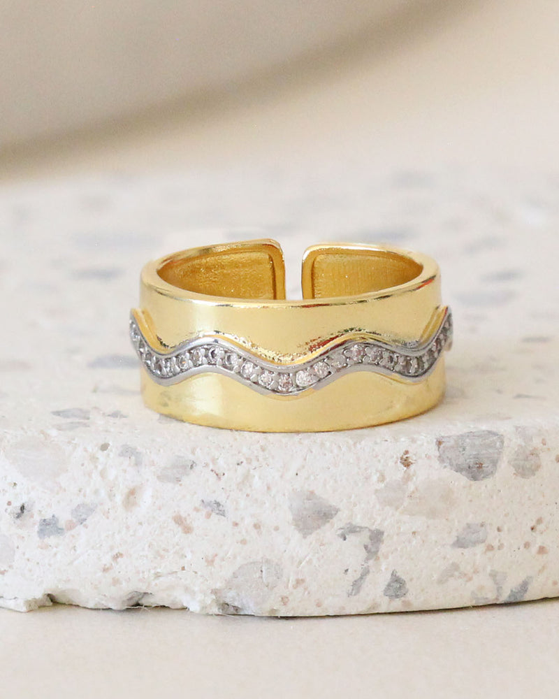 Anillo Onda Zirconias
