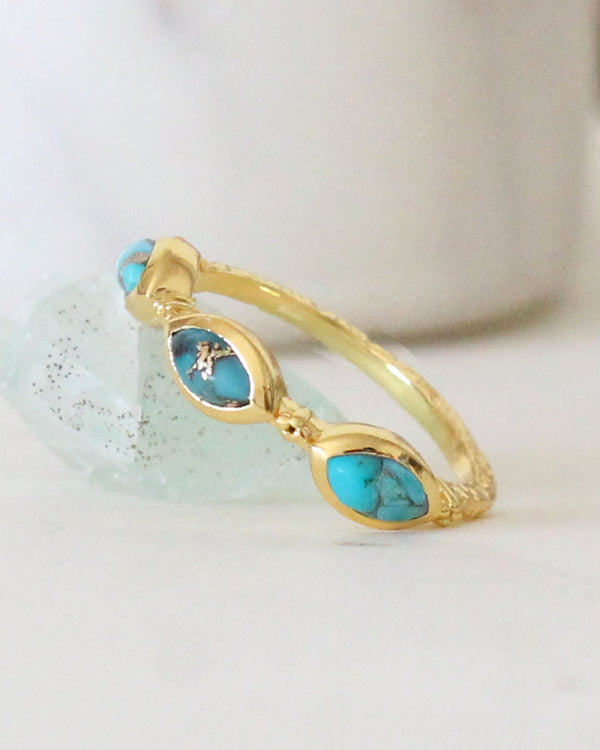 Anillo Triple Piedra Turquesa