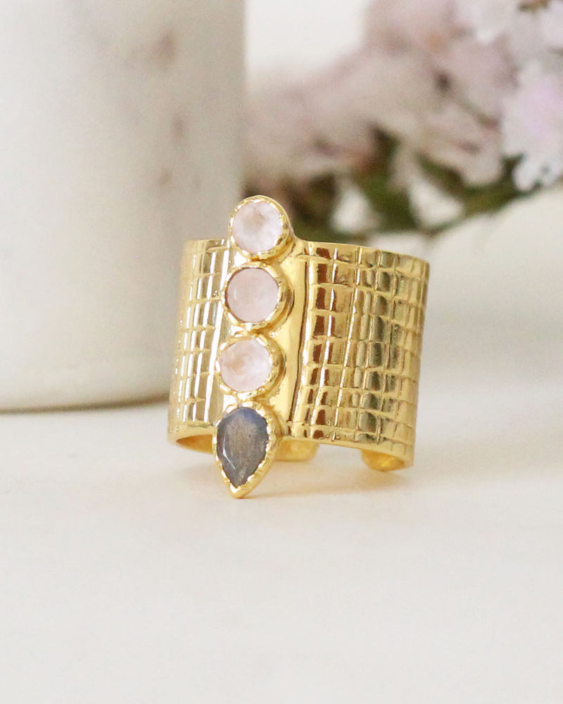 Anillo Cilindro Labradorita Rose