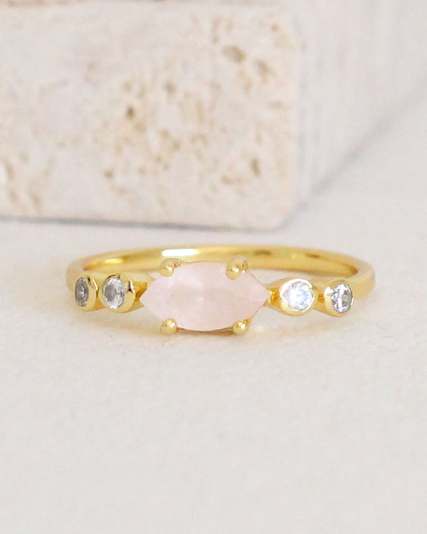 Anillo Cuarzo Rosa Zirconias