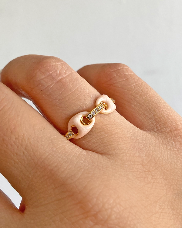 Anillo Esmalte Eslabon Rosa