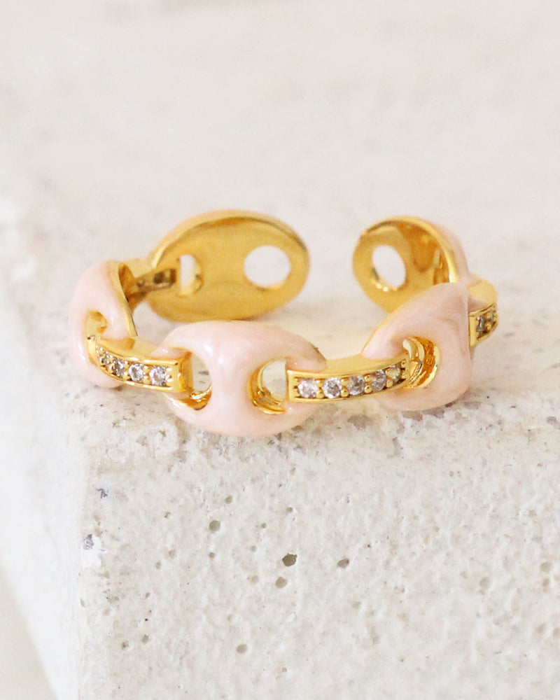 Anillo Esmalte Eslabon Rosa