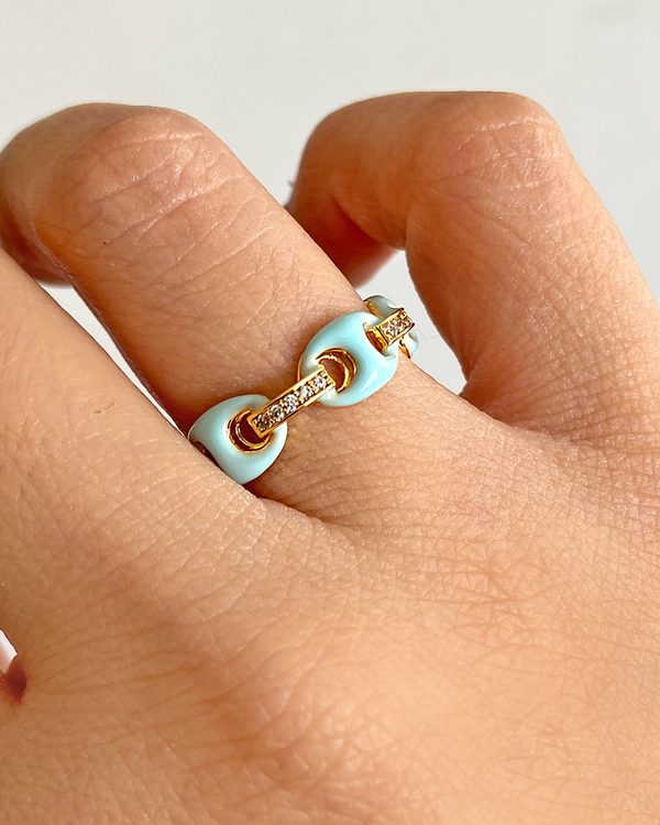 Anillo Esmalte Eslabon Turquesa