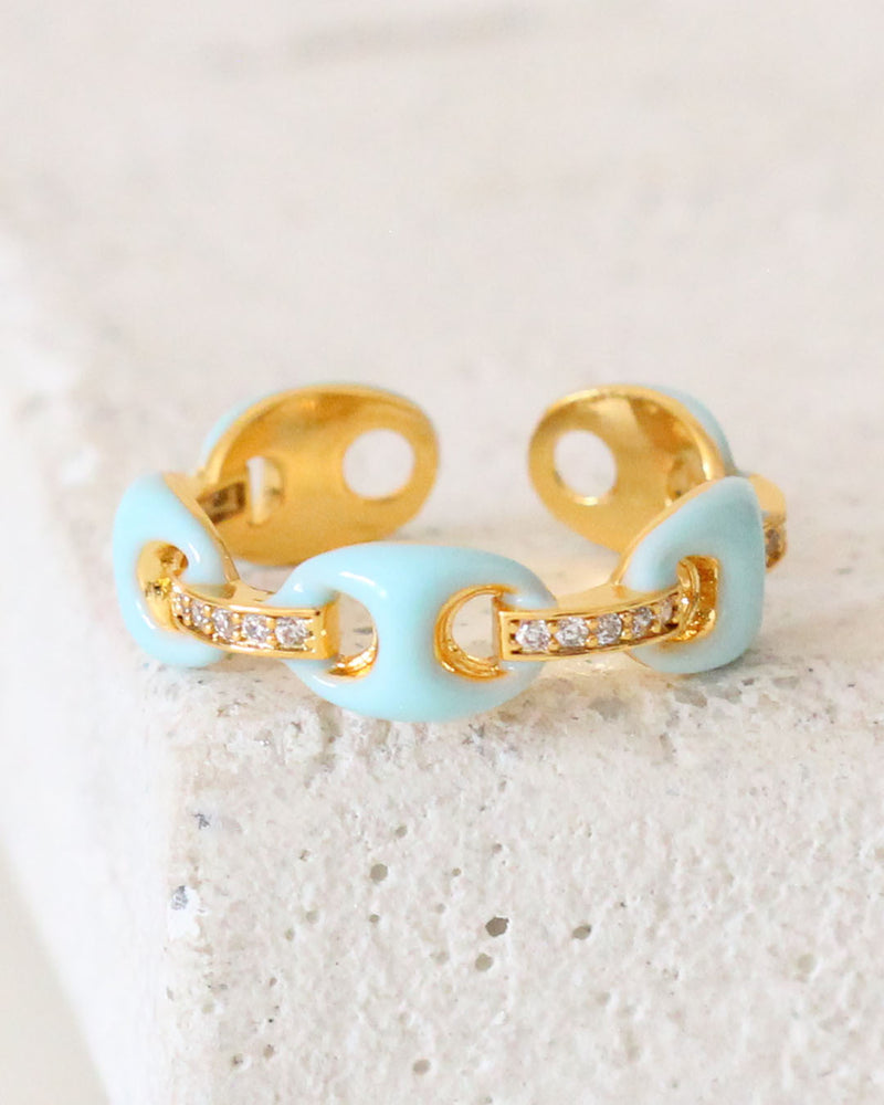 Anillo Esmalte Eslabon Turquesa