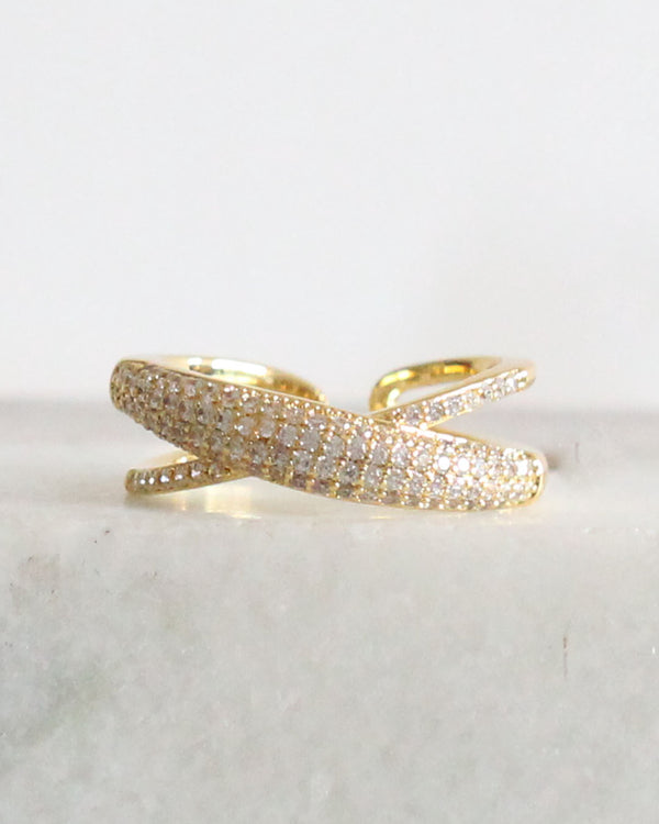 Anillo Doble Cruzado Circonia