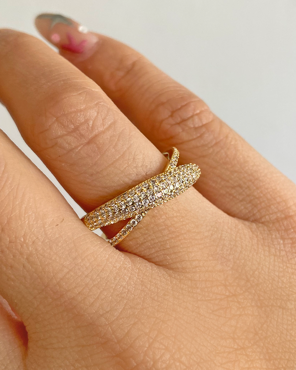 Anillo Doble Cruzado Circonia