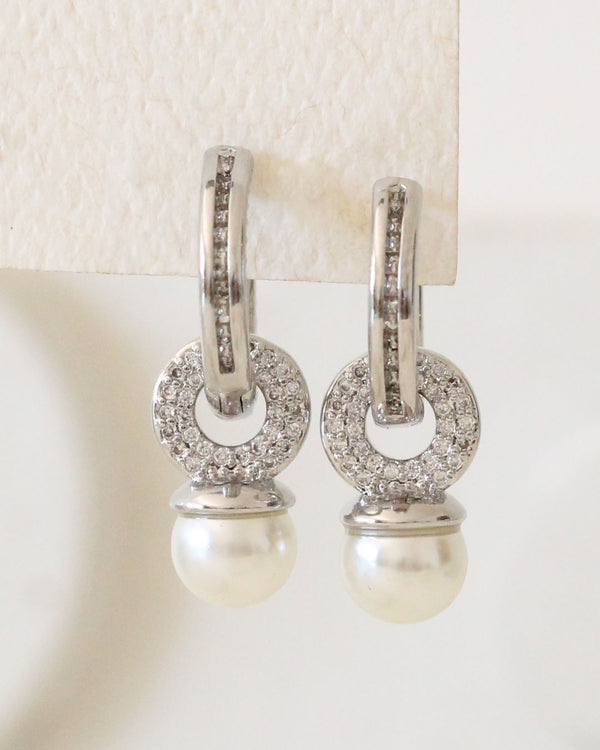 Aretes con perlas y zirconias plata