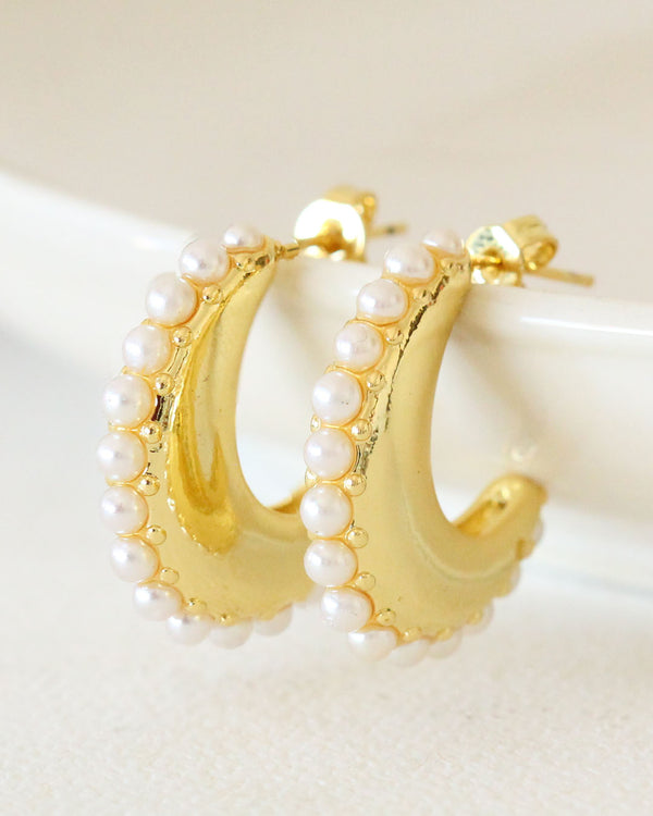 Arracada Luna Perlas