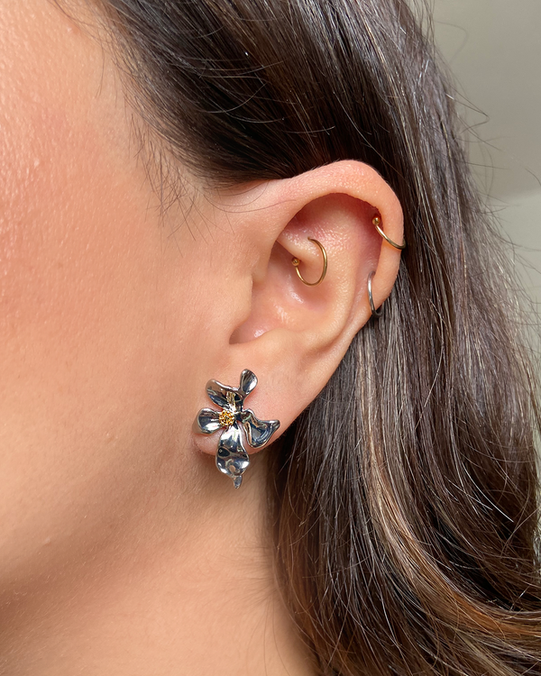 Aretes Orquidea Plata Larga