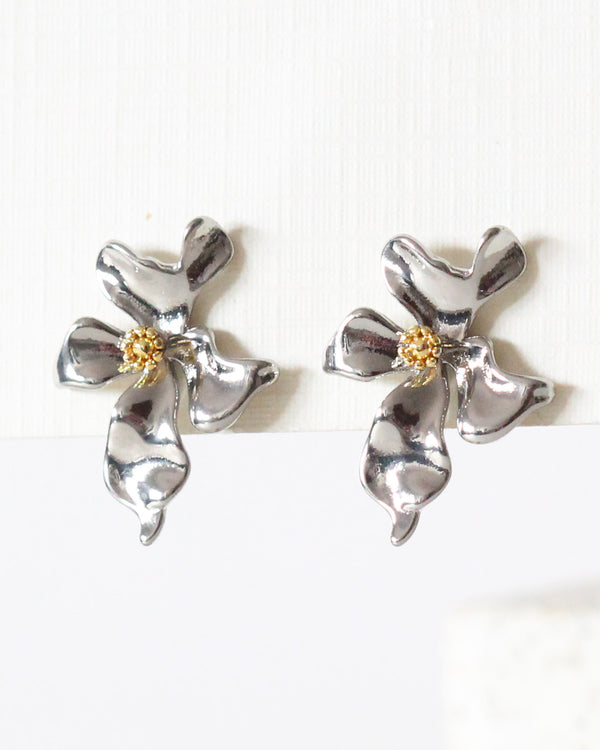 Aretes Orquidea Plata Larga