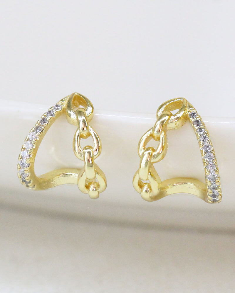 Aretes dobles Zirconia y cadenita