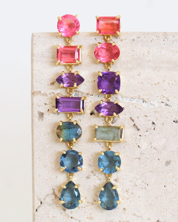 Aretes Rainbow piedras naturales