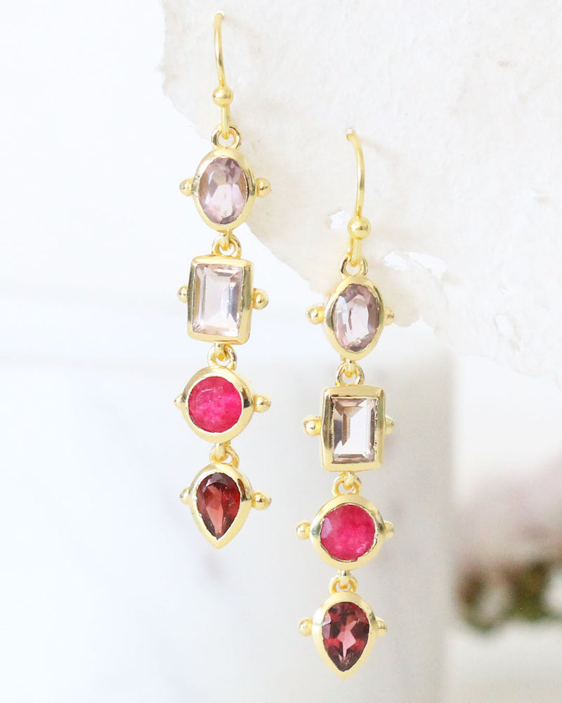 Aretes pink jade