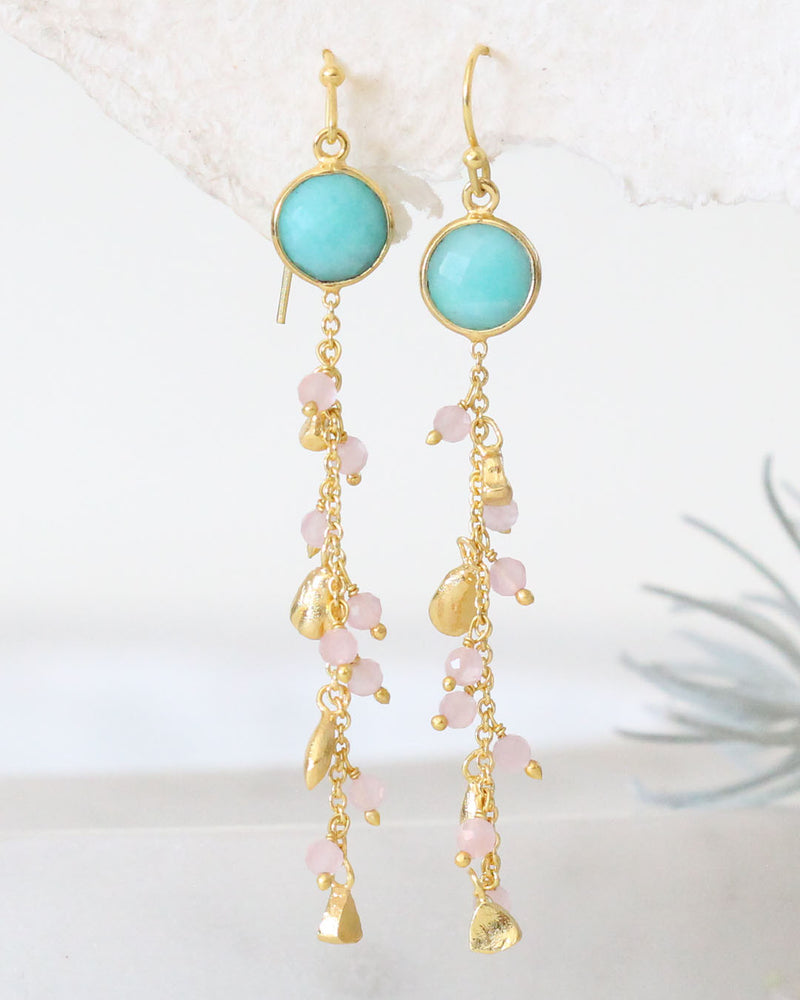 Aretes AMAZONITE  / ROSE QUARTZ