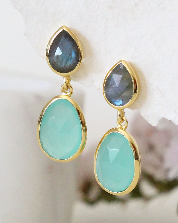 Aretes LABRADORITE AQUAMARINE