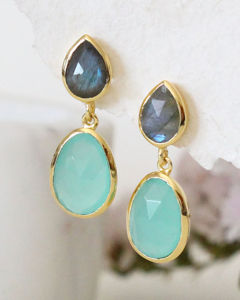 Aretes LABRADORITE AQUAMARINE