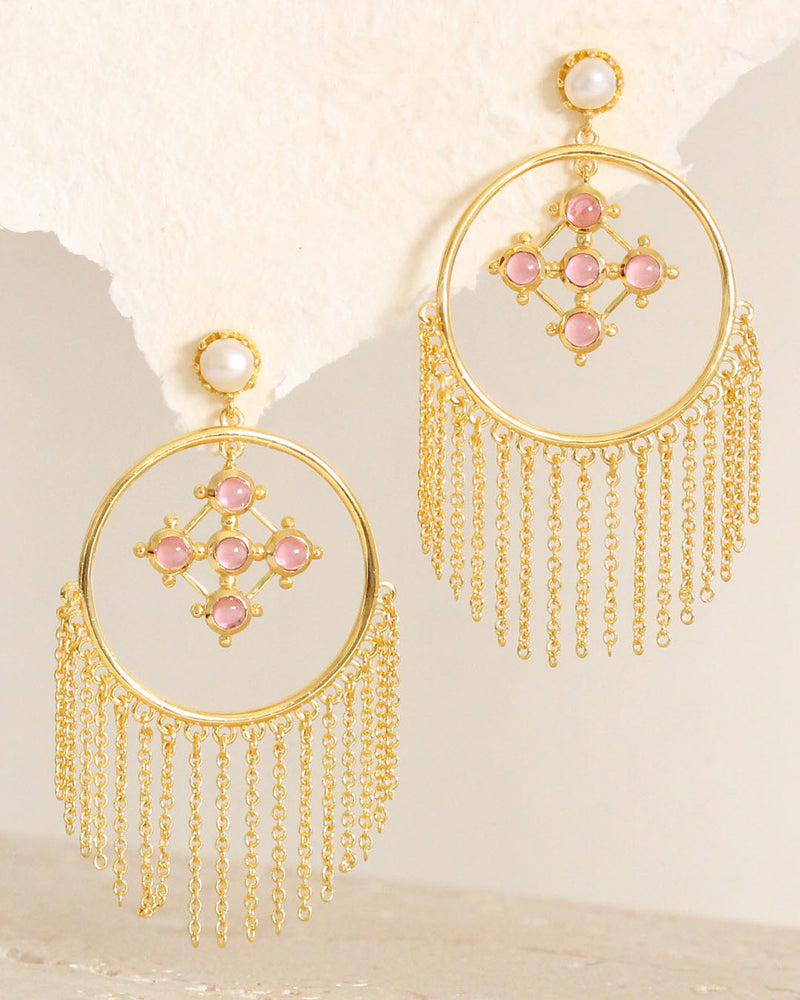 aretes con perlas y piedras naturales 