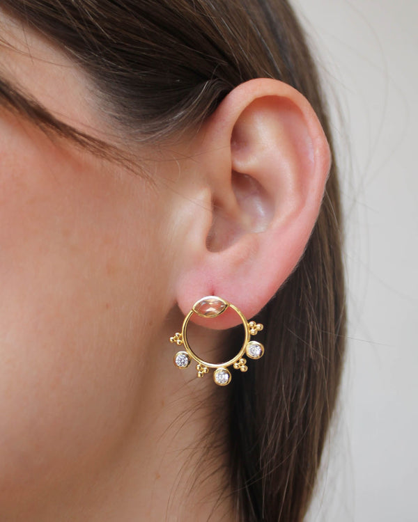 Aretes con piedras naturales Pink Revolver