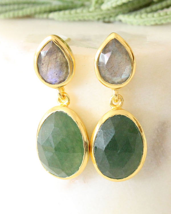 Aretes Piedra Lunar y Green Apatite