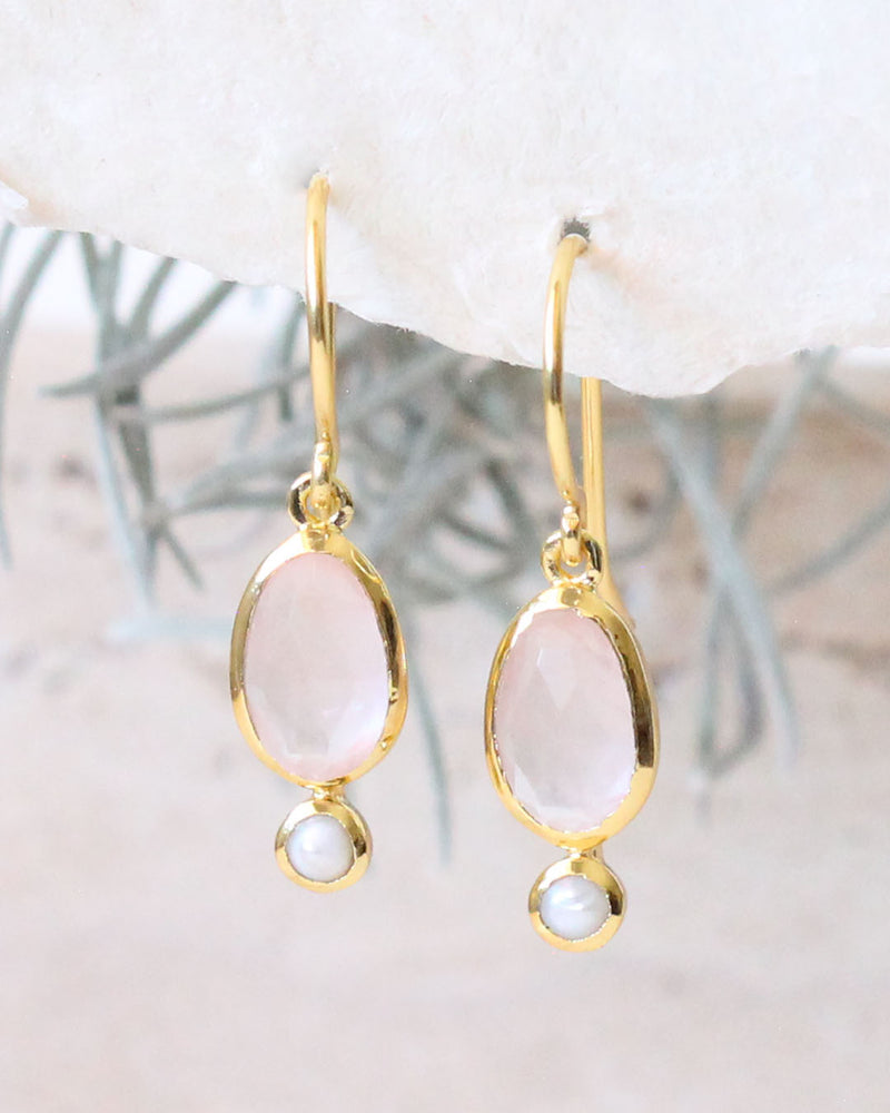 Arete piedra perla ROSE QUARTZ / PEARL