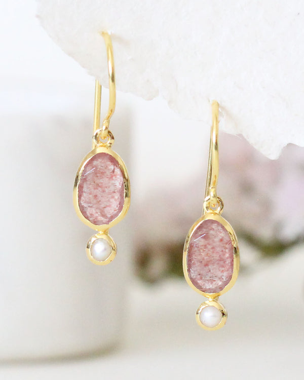 Arete Piedra Perla STRAWBERRY QUARTZ