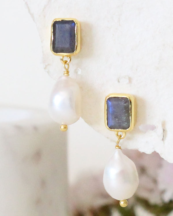 Aretes LABRADORITE / PEARL