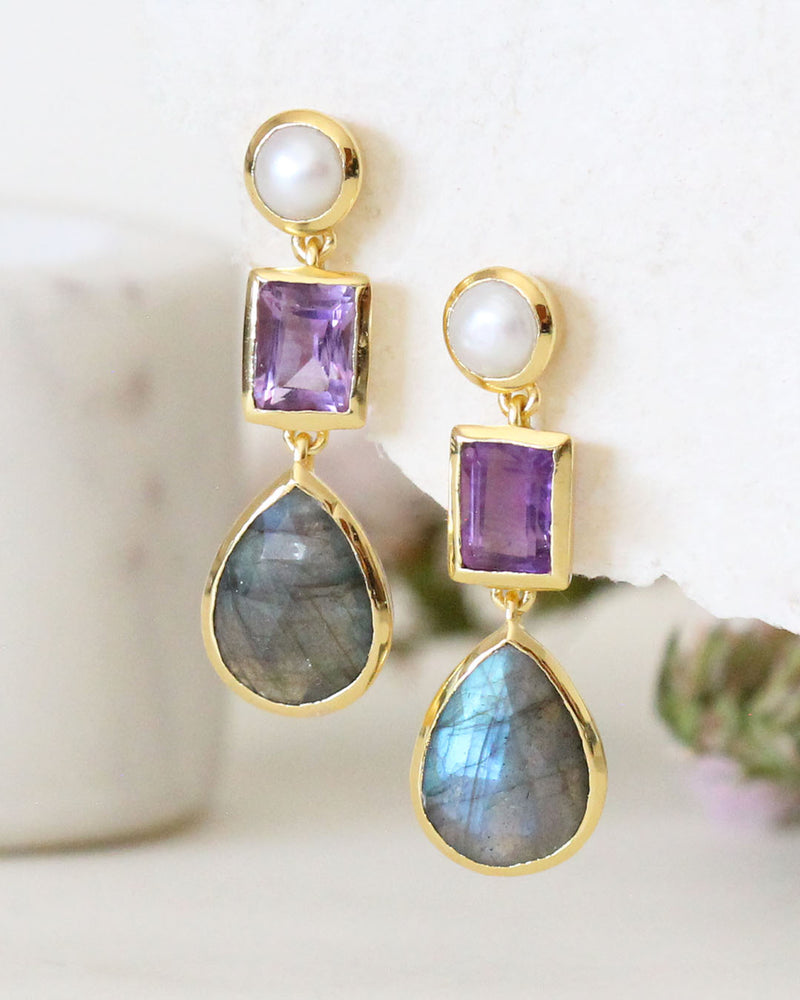Aretes PEARL LABRADORITE