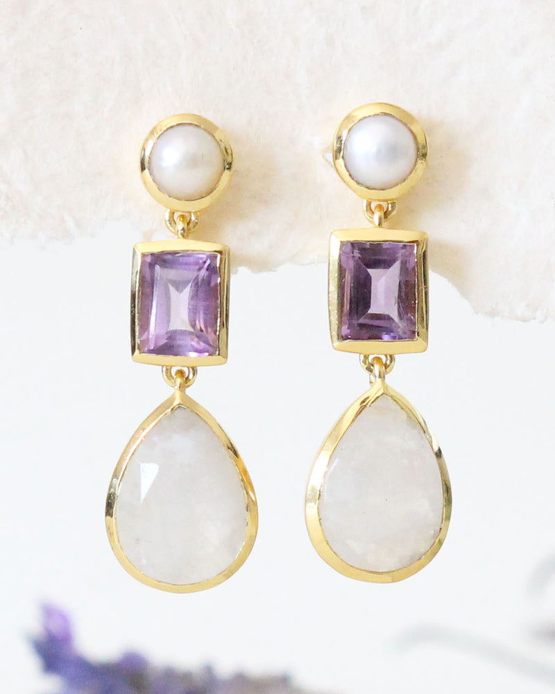 Aretes PEARL / AMETHYST / LABRADORITE