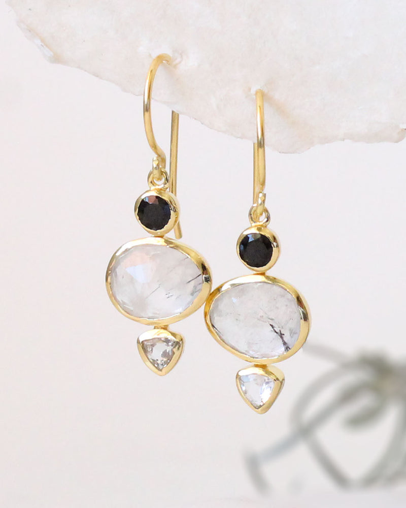 Aretes BLACK ONYX (TOP) / BLACK RUTILATED (CENTER) / CLEAR QUARTZ