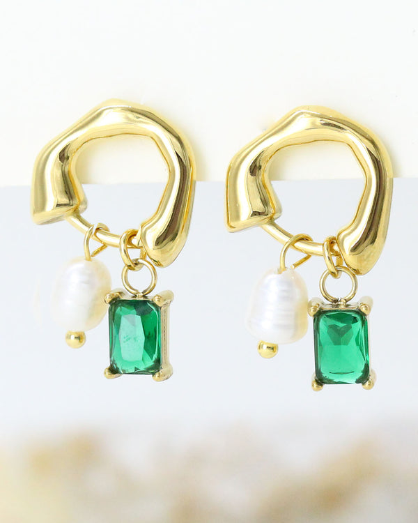 Aretes Cristal Verde Perla
