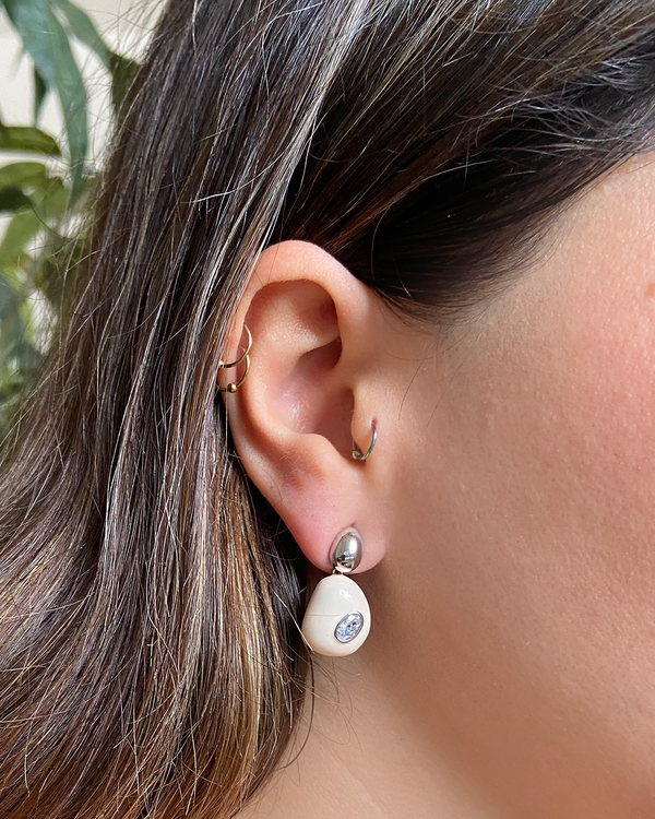 Aretes Esmalte Gota plateados