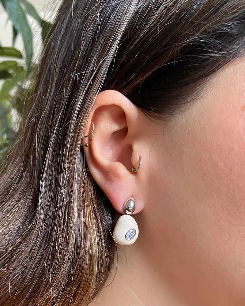 Aretes Esmalte Gota plateados
