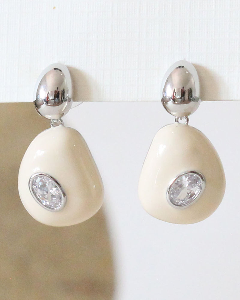 Aretes Esmalte Gota plateados