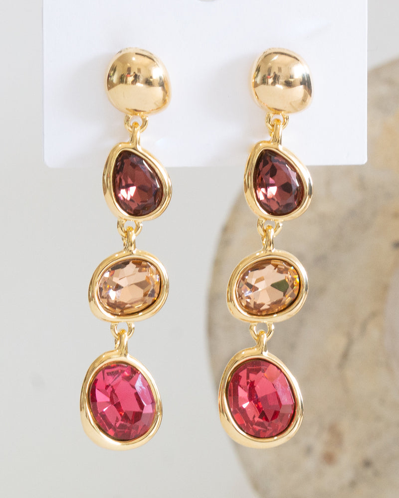 Aretes Rosa Gota cristales