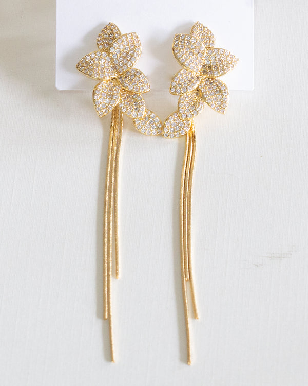 Aretes Flor Zirconias Tiras