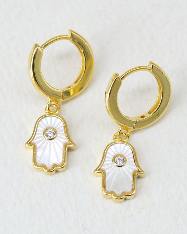 Aretes Hamsa madre perla
