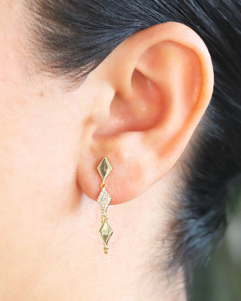 Aretes Rombo Zirconia cadenita