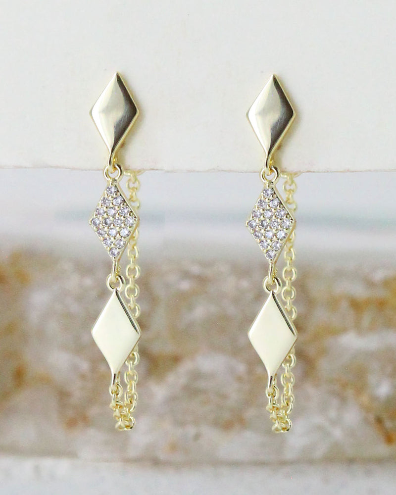 Aretes Rombo Zirconia cadenita