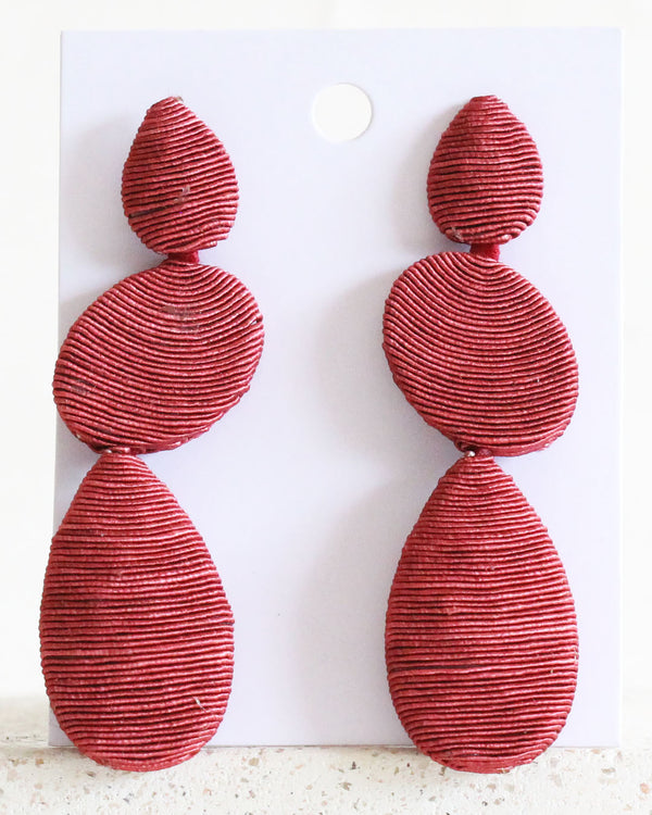 Aretes Formas Hilo Guinda