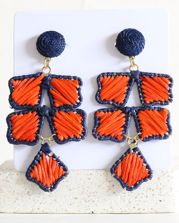 Aretes Petalos Azul Naranja
