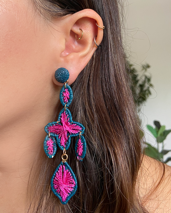 Aretes Chandelier Fiucsia