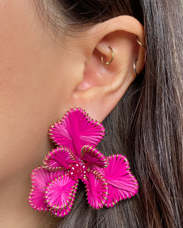 Aretes Flor Bugambilia Fucsia