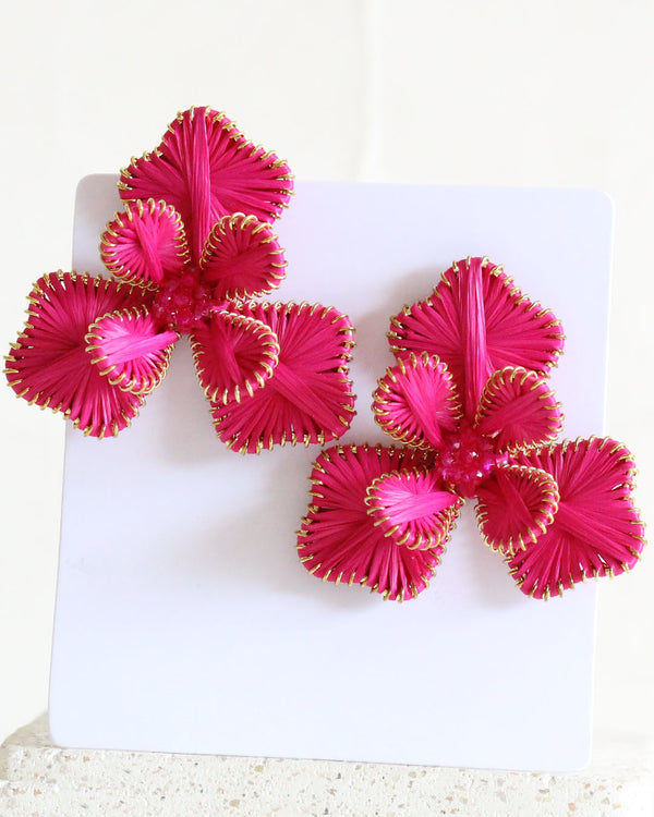 Aretes Flor Bugambilia Fucsia