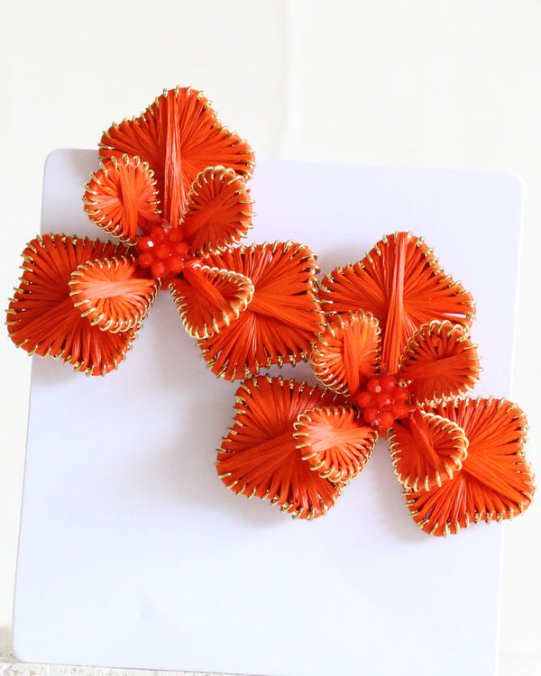 Aretes Flor Bugambilia Naranja