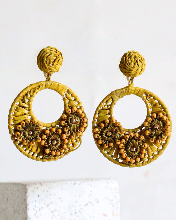 Aretes Circulo Flores verde
