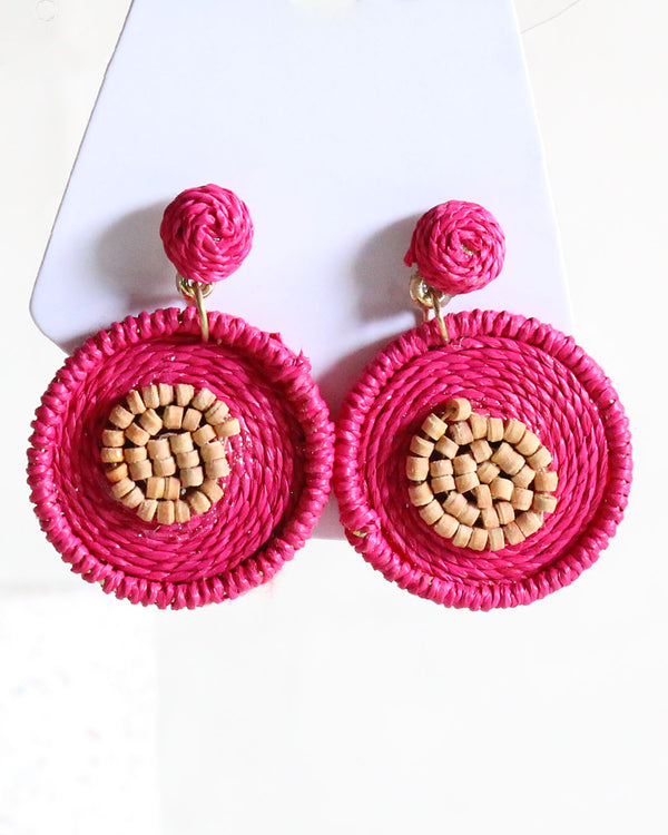 Aretes fucsia redondo espiral