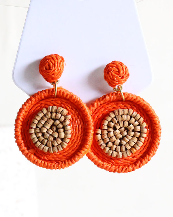 Aretes naranja redondo espiral